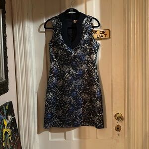 Badgley Mischka Belle Blue and Silver Brocade Dress – Timeless Sophistication